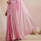 Indonesia and Nepal Chiffon Light Pink Cotton-Linen Ethnic Festival Traditional Print