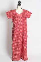 Printed Red Pure Cotton Nightwear in Regular Size