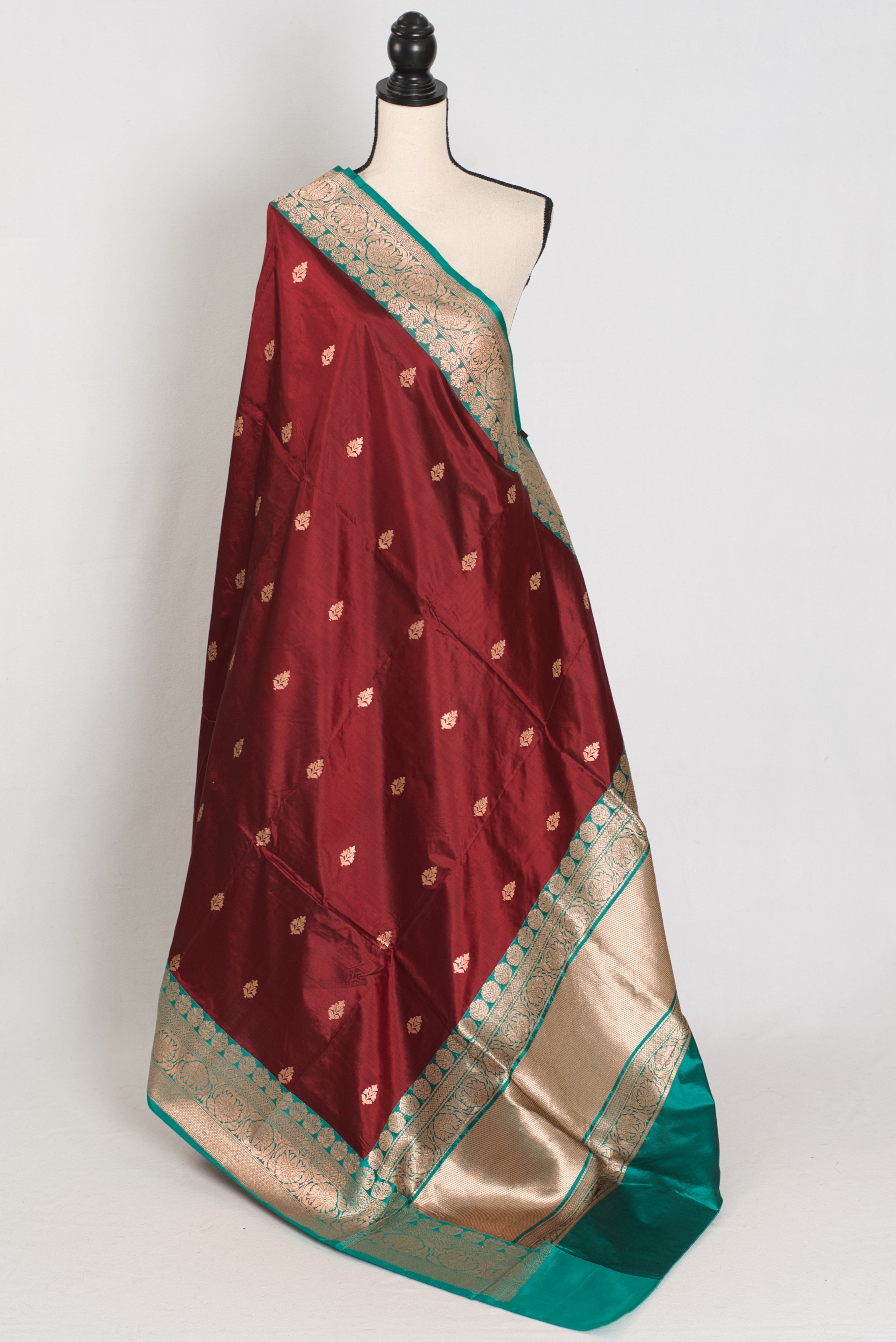 Kalpana | Brown Pure Katan Silk Banarasi Saree with 40 Size Stitched Blouse