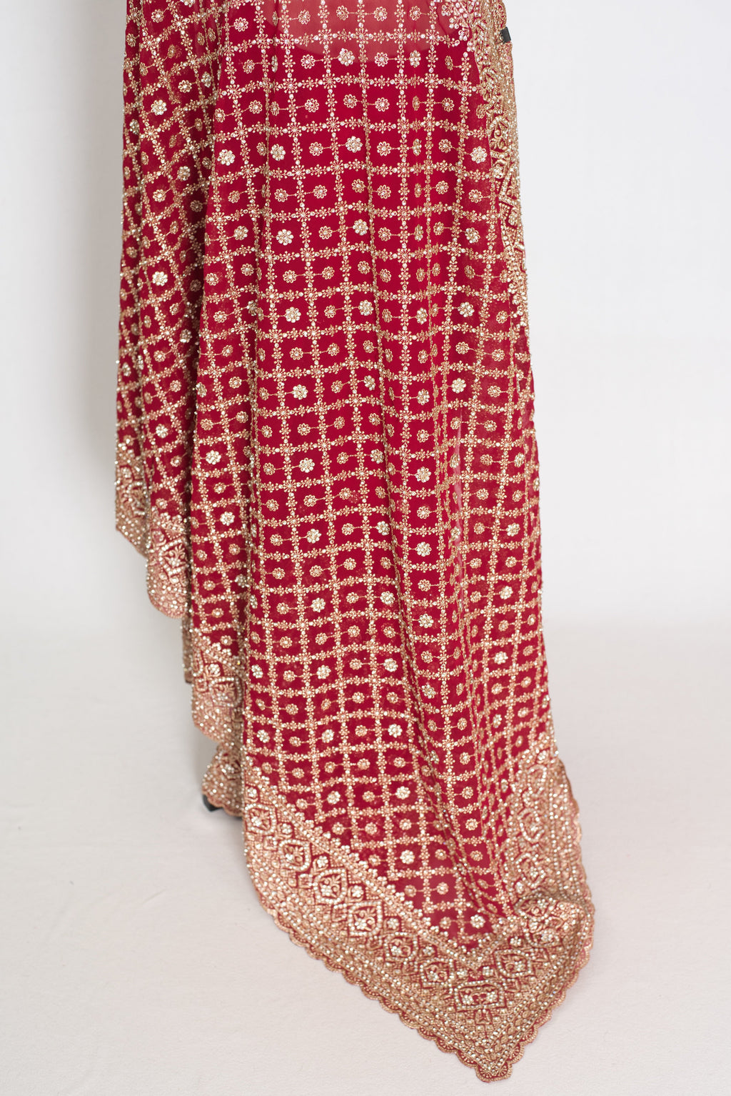 Heema | Dark Red Georgette Bridal Saree | Royal Festive & Wedding Wear