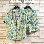 Men'ssummer Tropicalprinted Short Sleeved Shirt and Shorts Setcasual and Fashionablesuitable for Beach Vacationsand Dailyoutings