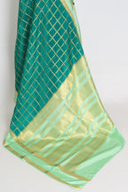 Sutra | Rama Green and Gold 110 gms Mysore Crepe Silk Saree | 38 Size Blouse