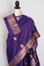 Leela | Royal Purple Katan Banarasi Silk Saree | Lightweight Handloom Luxury