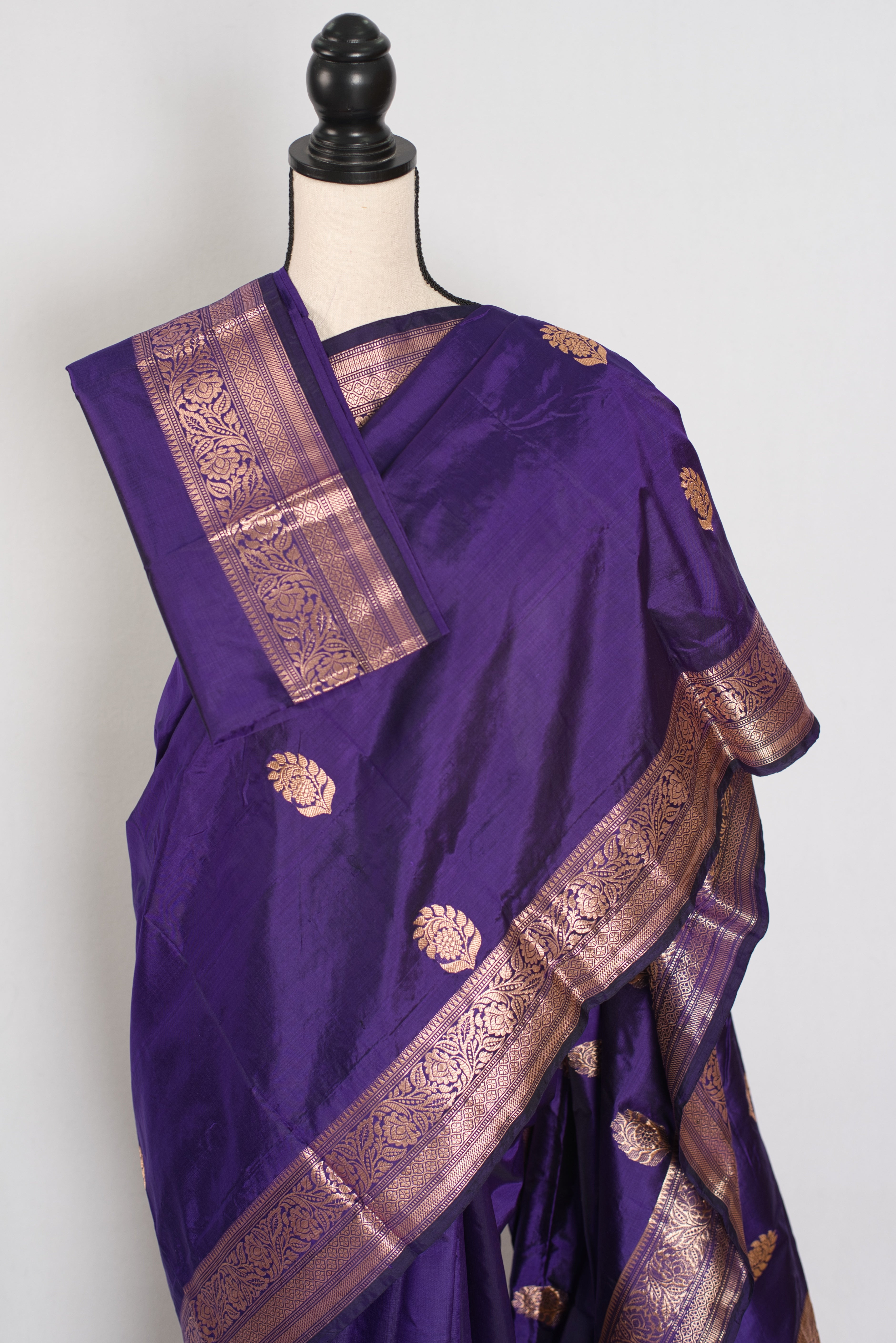 Leela | Royal Purple Katan Banarasi Silk Saree | Lightweight Handloom Luxury