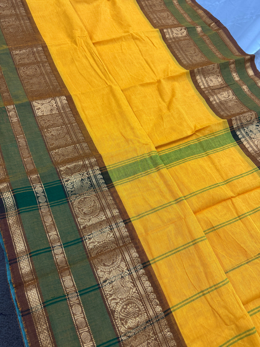 Madhabi : Handwoven Yellow Cotton Kanjivaram Saree