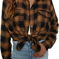 Womens Flannel Shirts Plaid Shacket Button down Long Sleeve