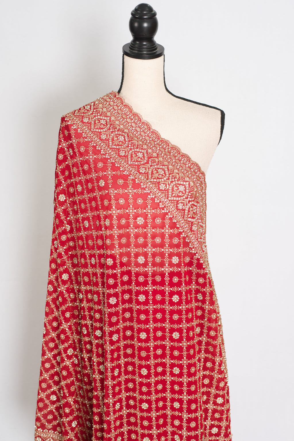 Eva | Red and Gold Georgette Bridal Saree | Royal Festive & Wedding Wear
