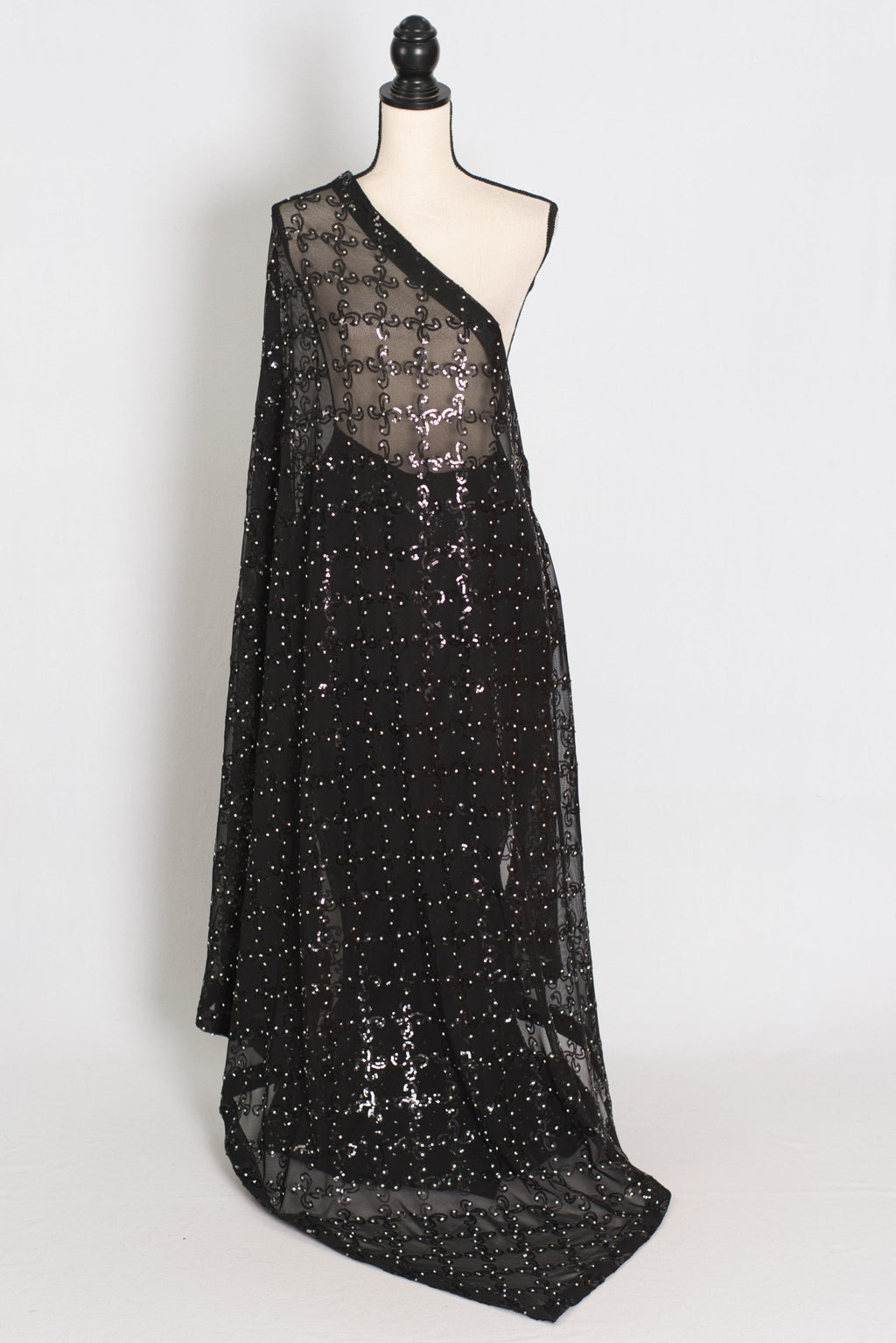 Kajaal | Black Soft Net Fitted Cocktail Saree| Sequins & Stone Embellishments