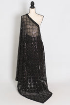 Kajaal | Black Soft Net Fitted Cocktail Saree| Sequins & Stone Embellishments