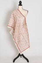 Ankhi : Tussar Silk Stole with Hand Embroidery Kantha Stitch – Beige and Maroon