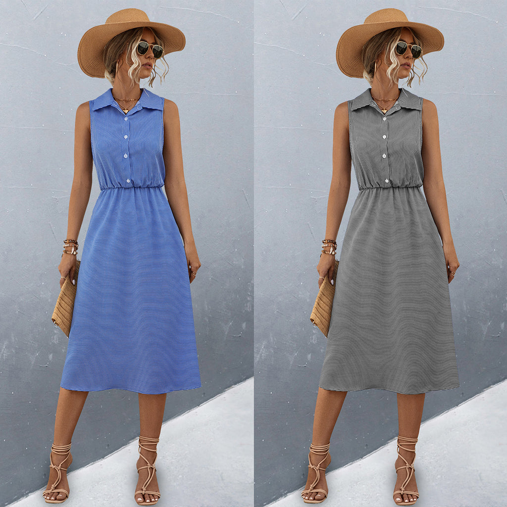 European And American Women's Clothing Button Shirt Dress