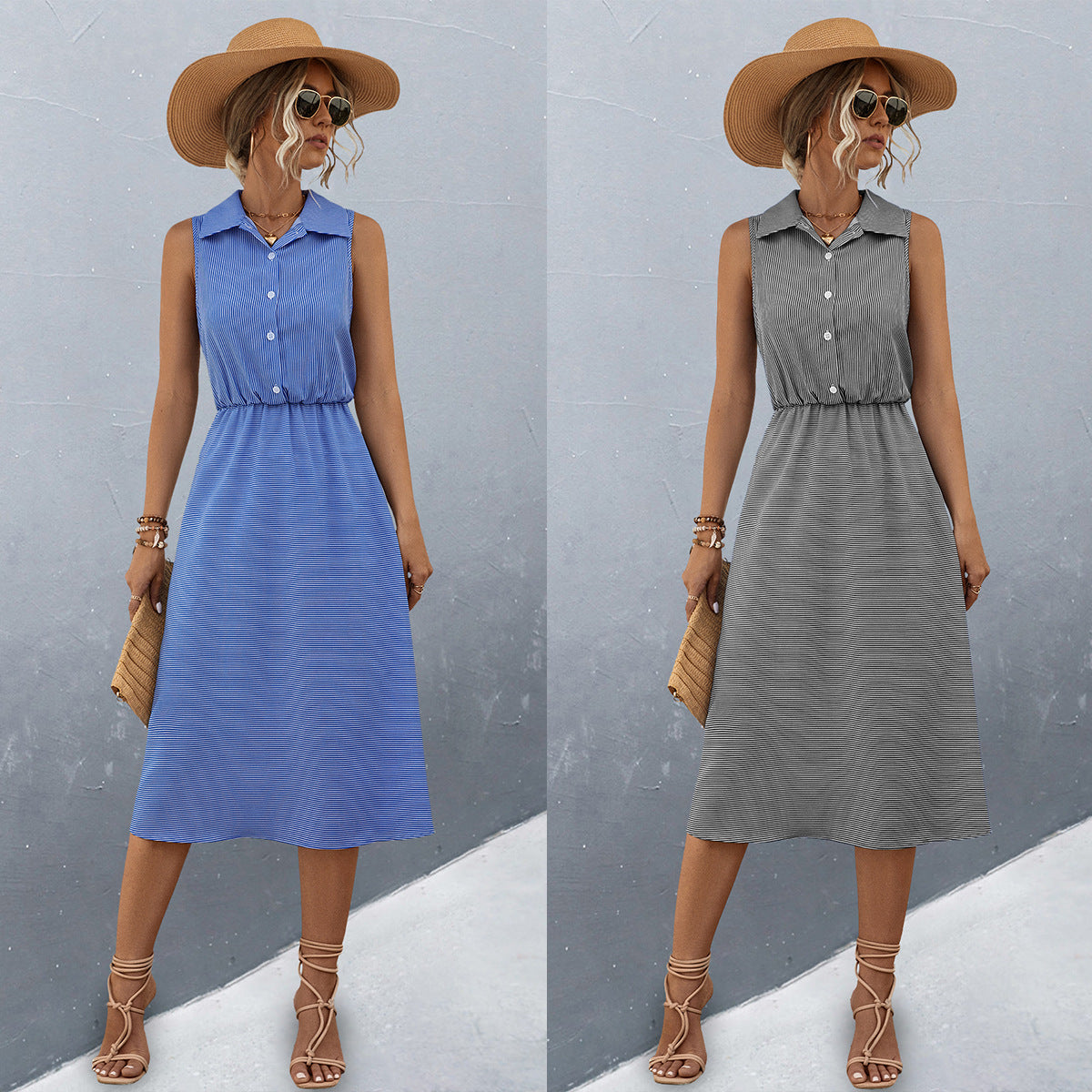 European And American Women's Clothing Button Shirt Dress