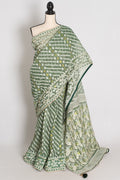 Heena – Soothing Green and White Blended Cotton Jamdani Saree