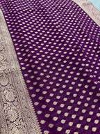 Trina : Wine and Gold Crepe Georgette Banarasi Saree