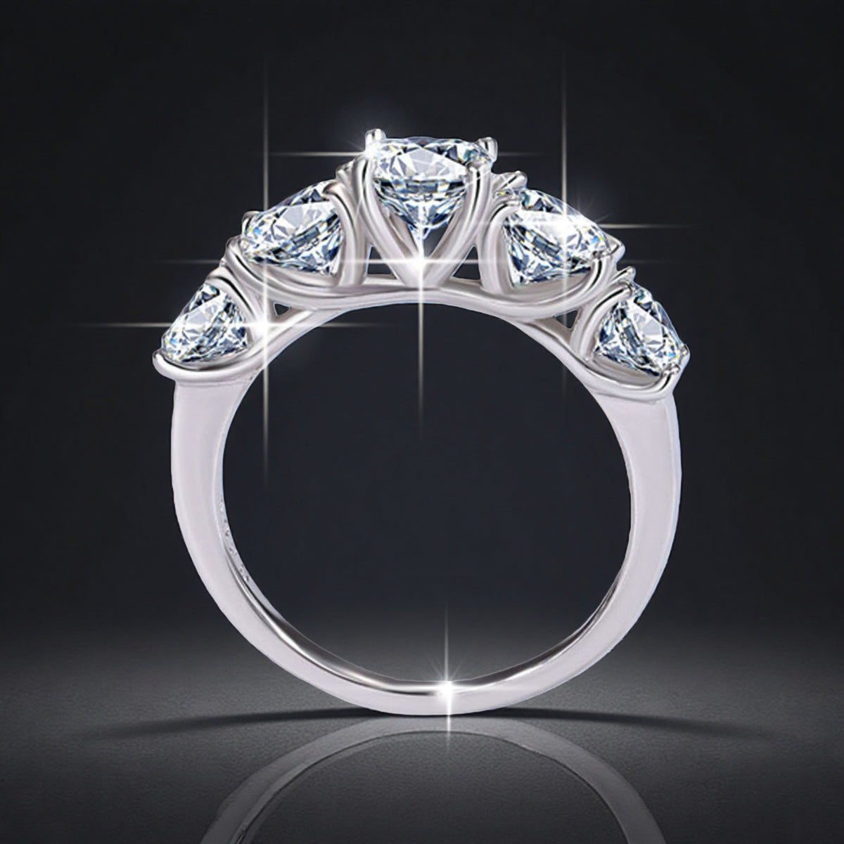 S925-stamped Lab-grown Moissanitezirconia Womens Eco-friendly Silver Ring