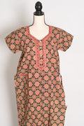 Pure Cotton Black Kalamkari Printed Long Nighty in Regular Size