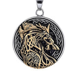 Personalized Wolf-Head Totem Titanium Steel Black-and-Gold Contrast Pendant