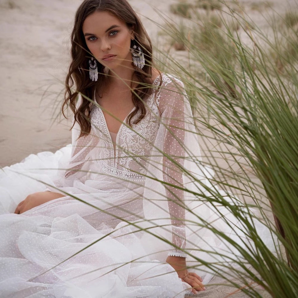 Wish Mesh Split New Light Women's Wedding Dress