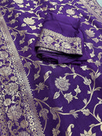 Liza : Purple and Gold Dola Silk Banarasi Saree