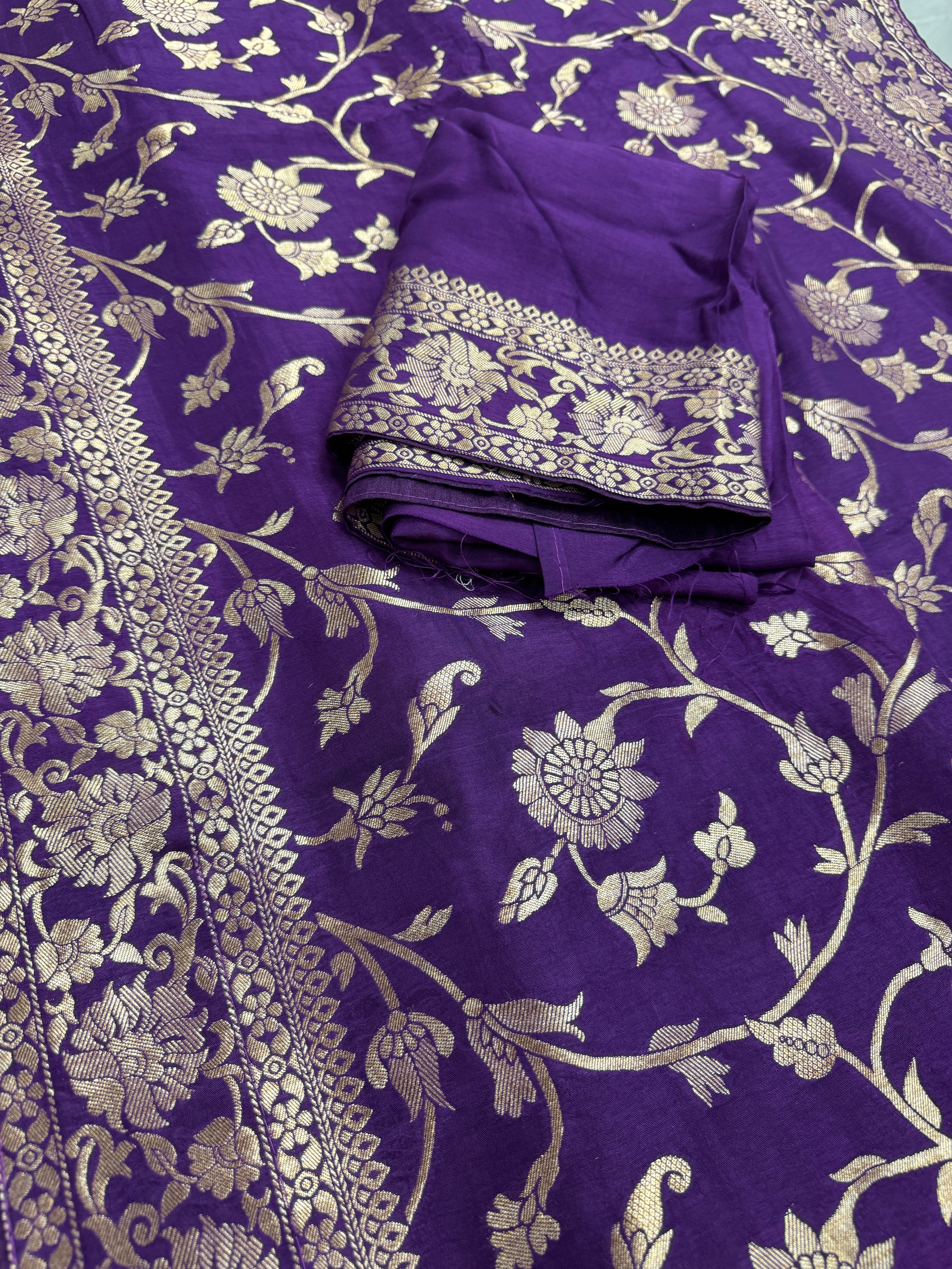 Liza : Purple and Gold Dola Silk Banarasi Saree