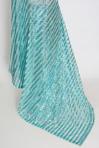 Naaz | Turquoise Blue Sequin Saree | Trending Bollywood Indian Partywear