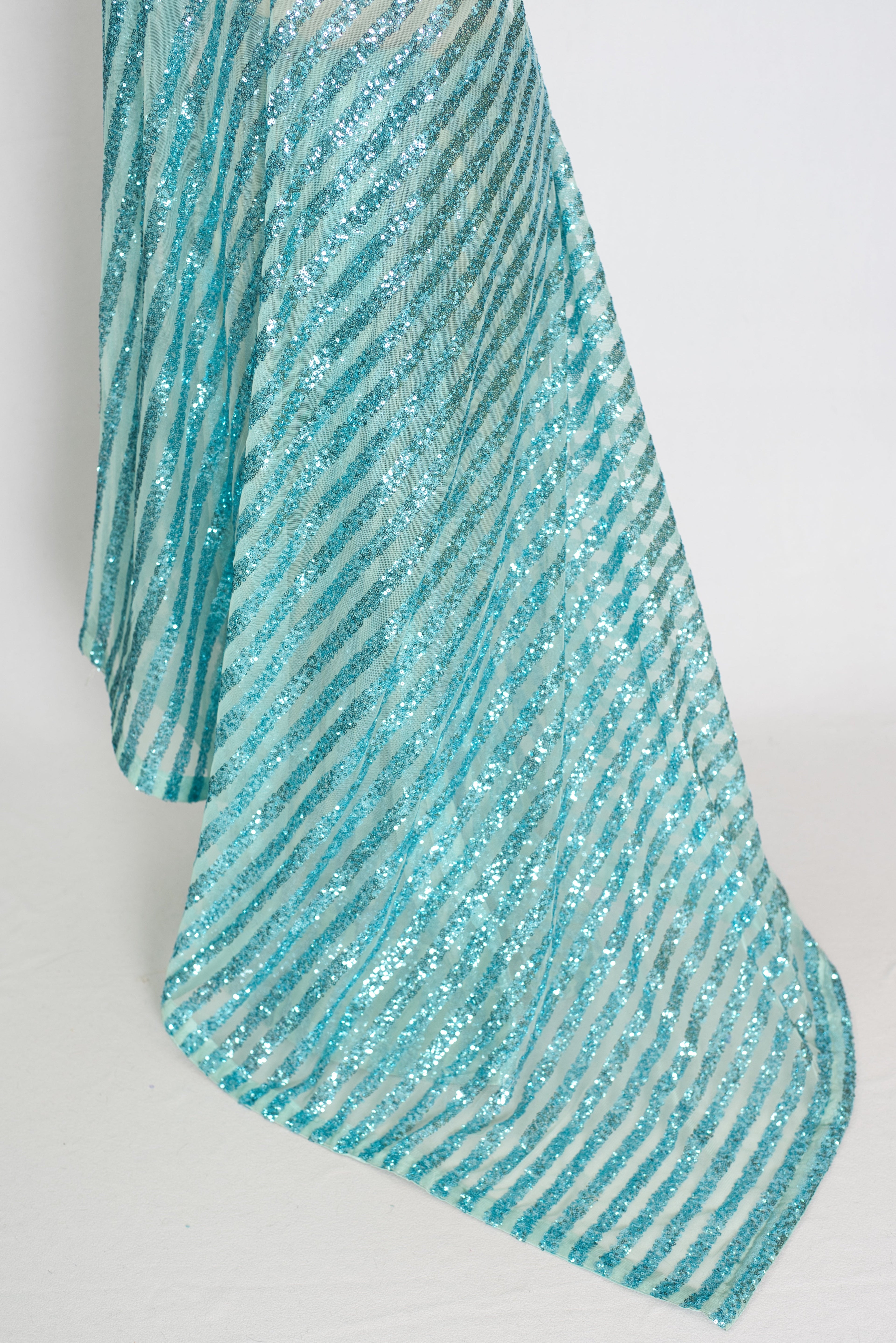 Naaz | Turquoise Blue Sequin Saree | Trending Bollywood Indian Partywear