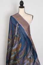 Mukta | Blue & Grey Pure Tussar Silk Saree | Contemporary Graphic Prints