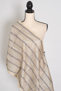 Mouli : Pure Tussar Silk Stole with Hand Embroidery Kantha Work – Beige and Grey