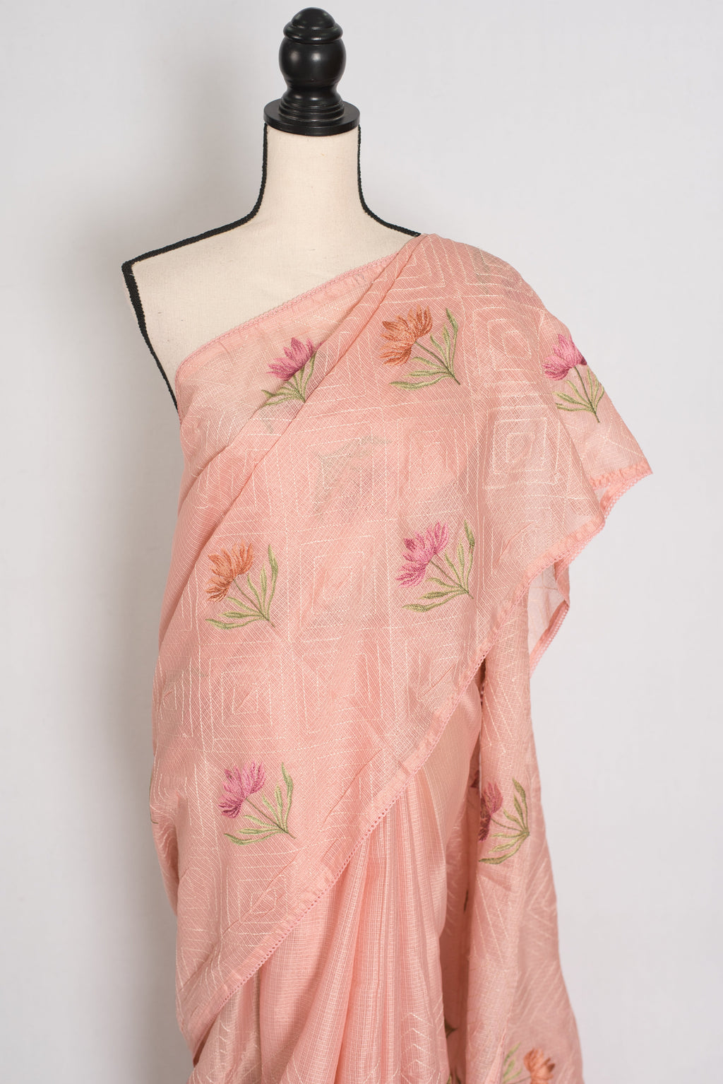Mala | Peach Kota Silk Saree | Ultra-Lightweight, Breathable & Budget-Friendly