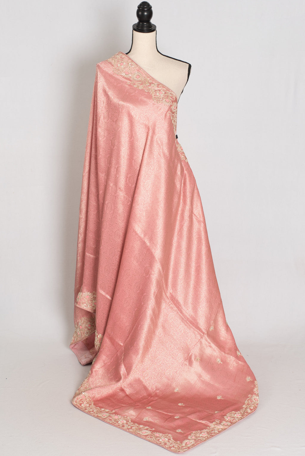 Navya | Baby Pink Semi Brocade Silk Hand Embroidery Saree | Pastel Collection