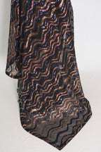 Emi | Black Sequin Cocktail Saree | Partywear with Pre-Stitched Size 38 Blouse