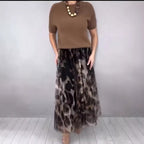Womens Mesh Skirt Solid-color Casual TopT-shirt