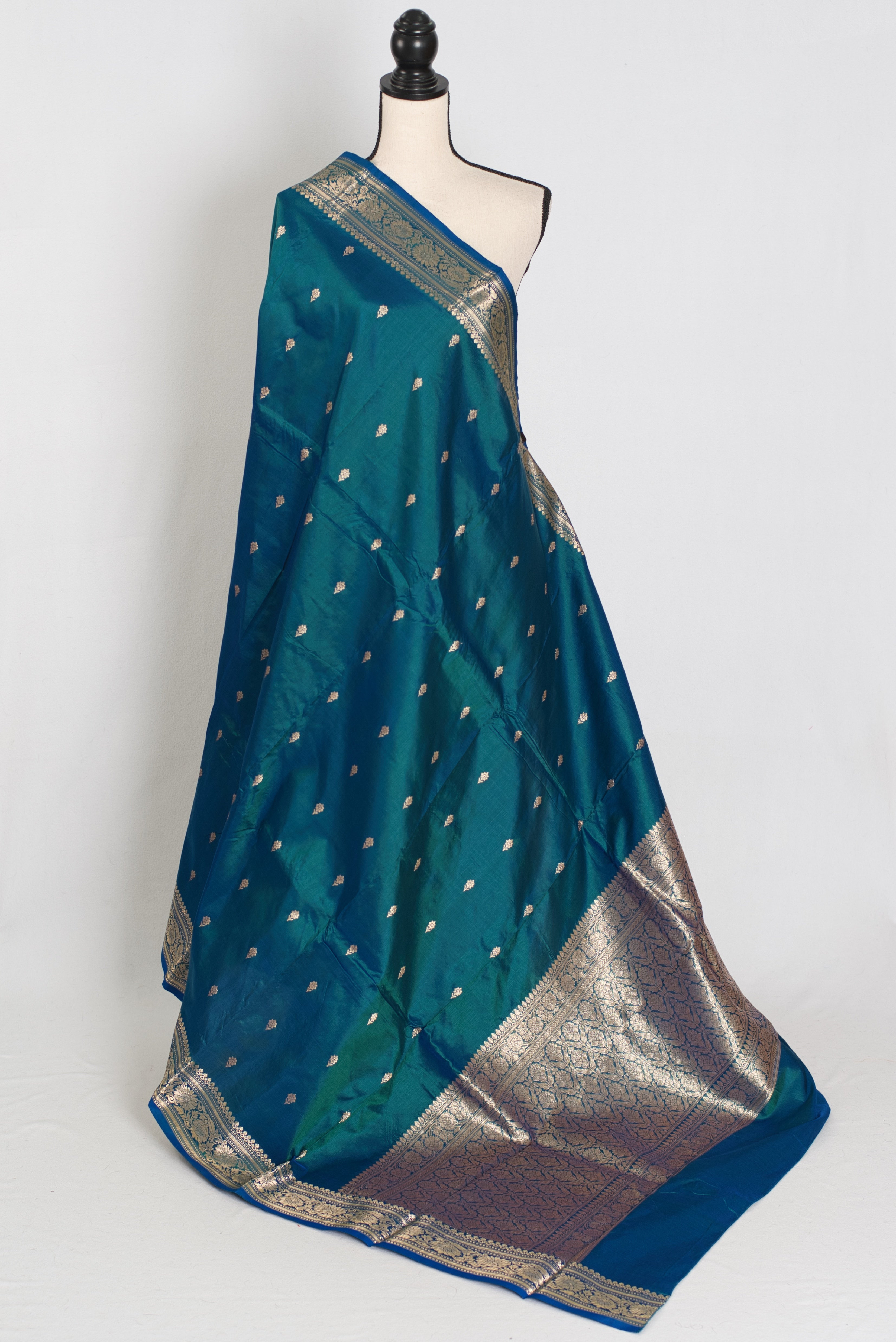 Mayuri | Peacock Blue Pure Katan Silk Banarasi Saree | Silk Mark Certified