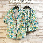 Men'ssummer Tropicalprinted Short Sleeved Shirt and Shorts Setcasual and Fashionablesuitable for Beach Vacationsand Dailyoutings