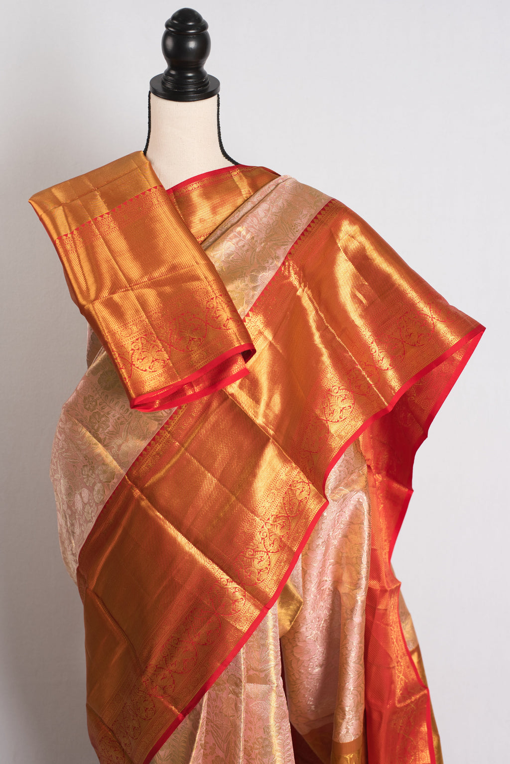 Blush Petal : Handwoven Brocade Bridal Kanjivaram Silk Saree