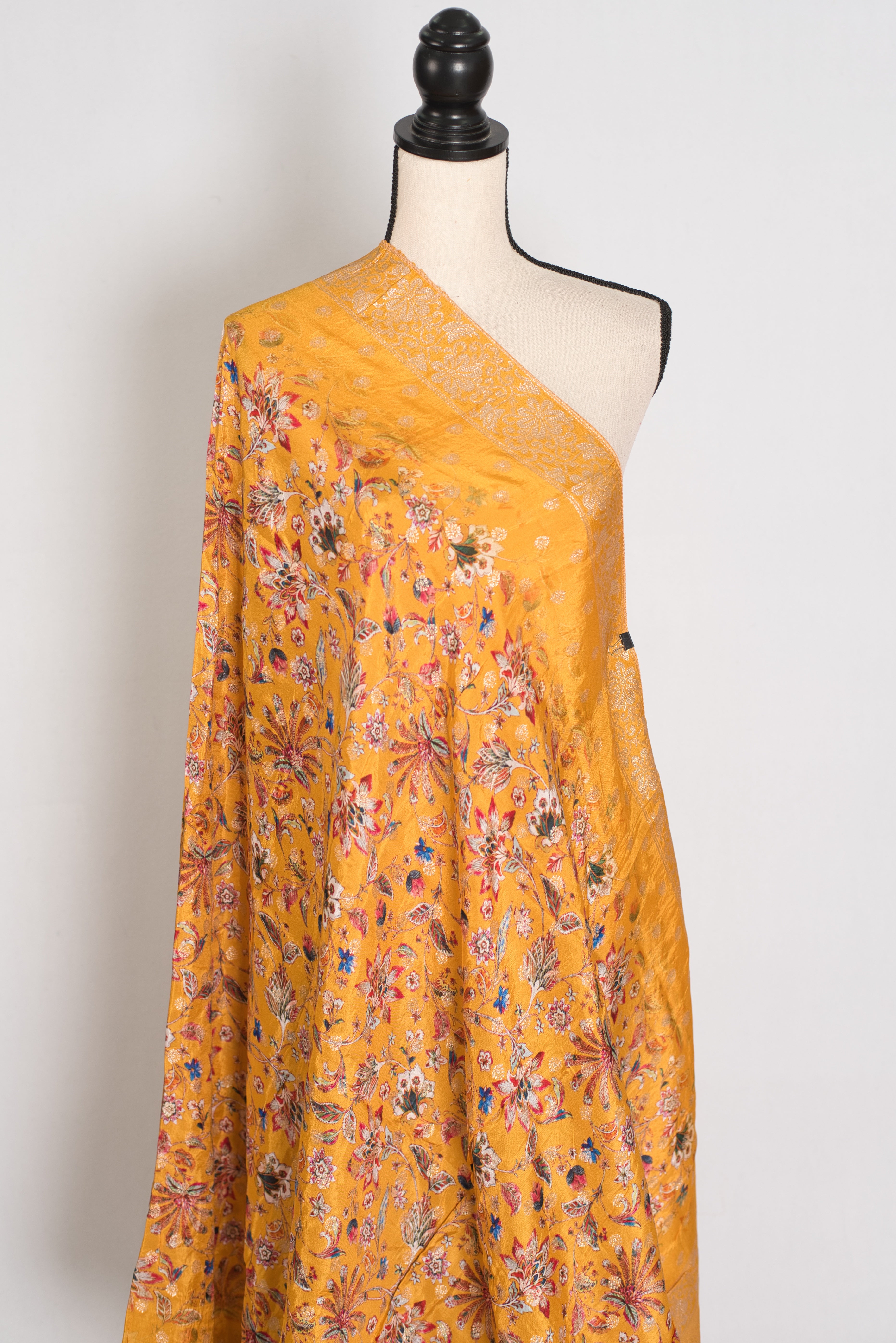 Bani : Yellow Dola Silk Printed Banarasi Dupatta