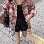 Elegant Relaxed-fit Plaid Shirt For Women