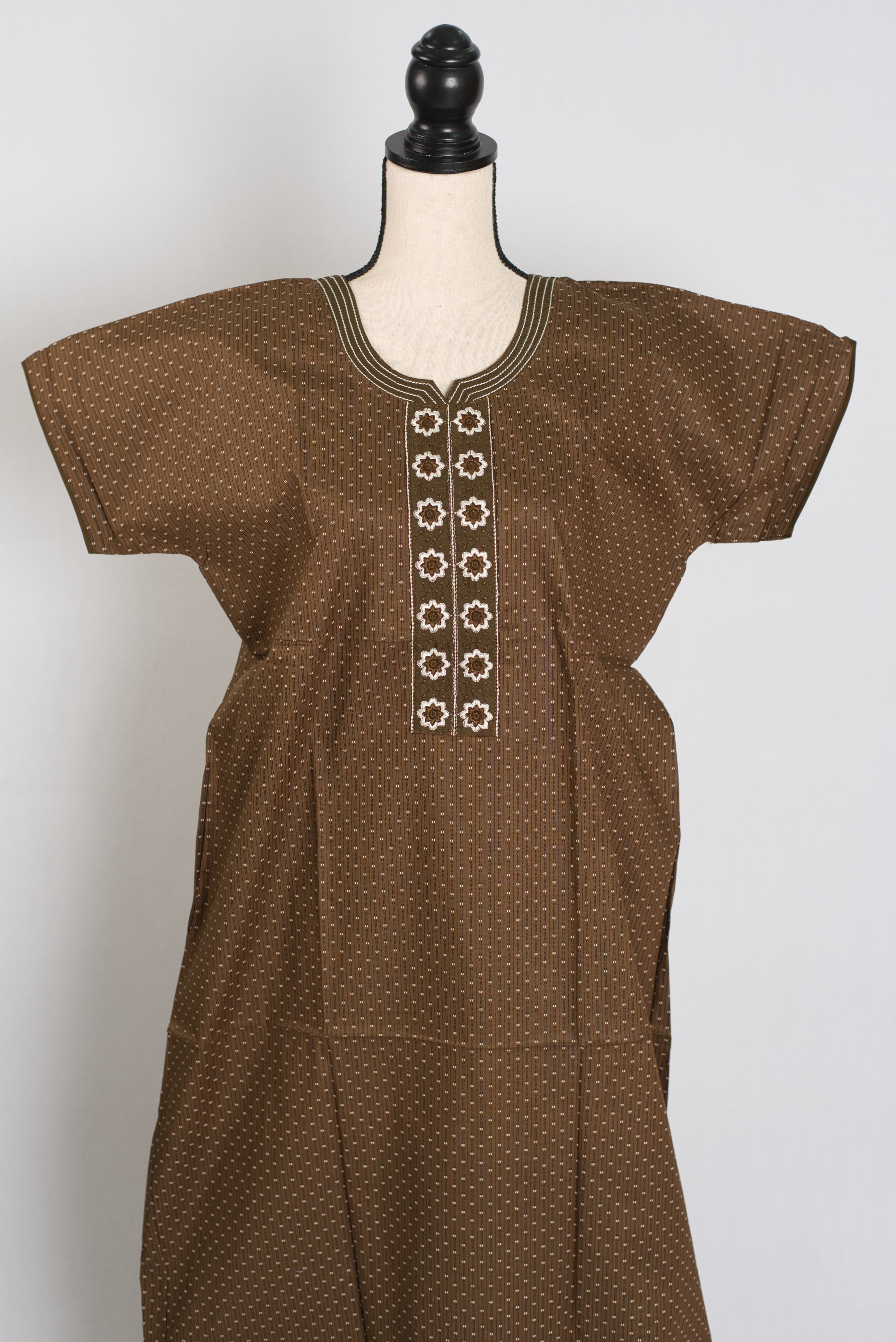 Printed Brown Pure Cotton Nightwear in Regular Size — Style D (Oct)