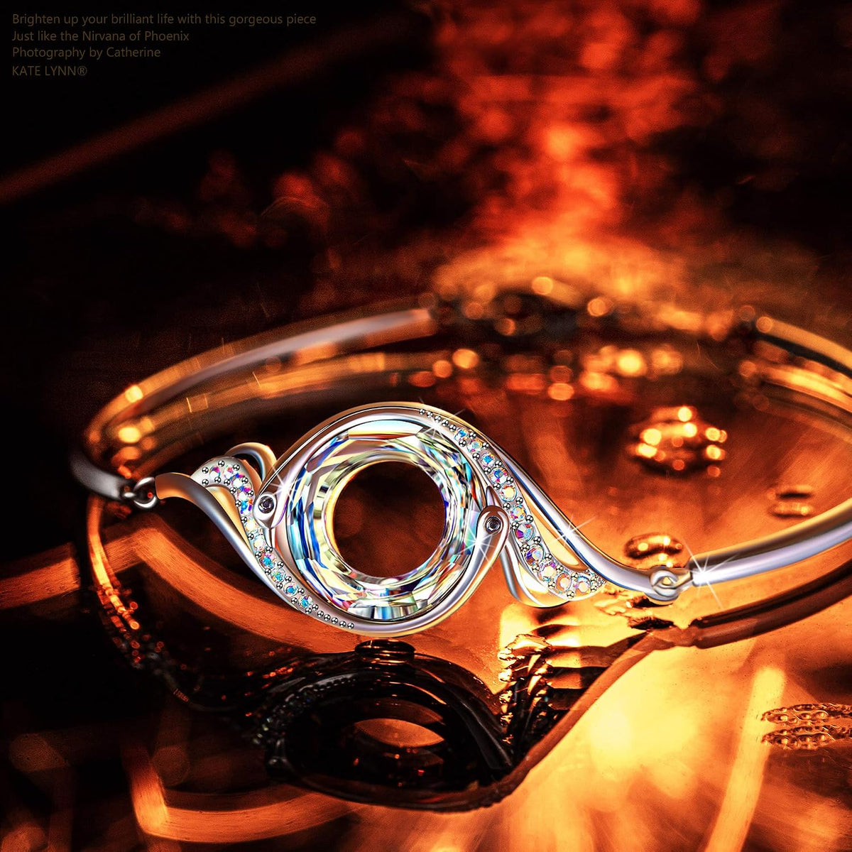 Rise from the Ashes Phoenix Adjustable Bangle Bracelet for Women
