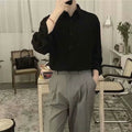 White Shirt Men's Desire-free Lace-up Long Sleeve Casual Large Size