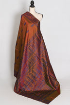 Nita | Brown and Blue Handwoven Baluchari Silk Saree with Blue Minakari Detail