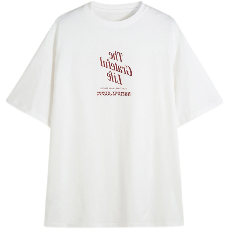 Relaxed Laid-back Versatile Retro Short-sleeve T-shirt