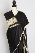 Farah : Modal Silk Bandhani Partywear Saree in Black and Gold