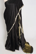 Farah : Modal Silk Bandhani Partywear Saree in Black and Gold