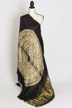 Farah : Modal Silk Bandhani Partywear Saree in Black and Gold