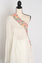 Farheen : Georgette Embroidery Designer Saree in Off White