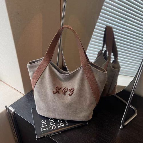 Fashionable Canvas Tote Bag With Letter Print