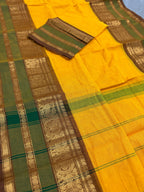 Madhabi : Handwoven Yellow Cotton Kanjivaram Saree