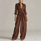 Solid-color High-waisted Short-sleeve Pants Fashion Casual Set