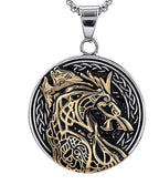 Personalized Wolf-Head Totem Titanium Steel Black-and-Gold Contrast Pendant